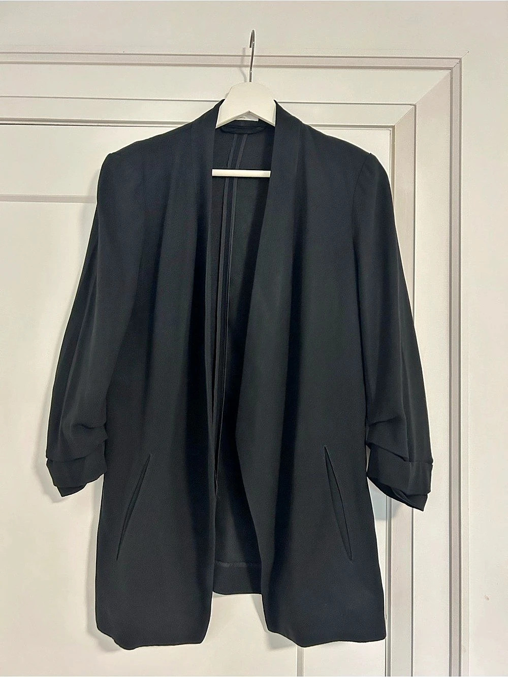 Babaton Power Hip Blazer Open Front Black Size 8